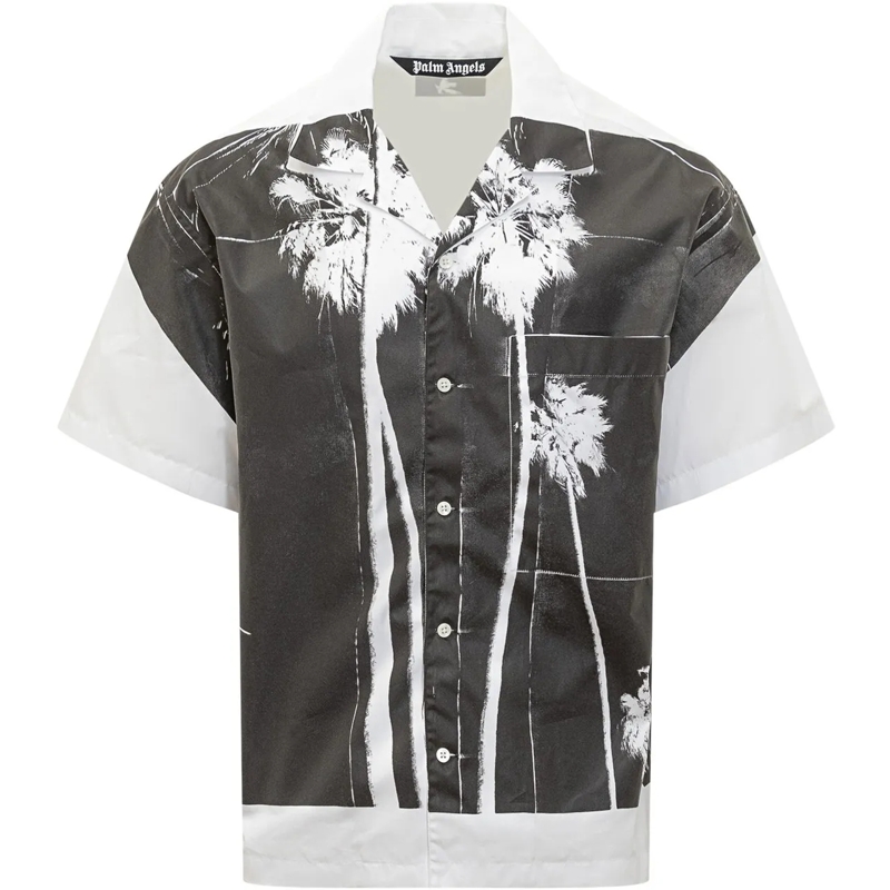 Palm Angels Haut décontracté Palm Angels Camicia con Stampa Palme schwarz