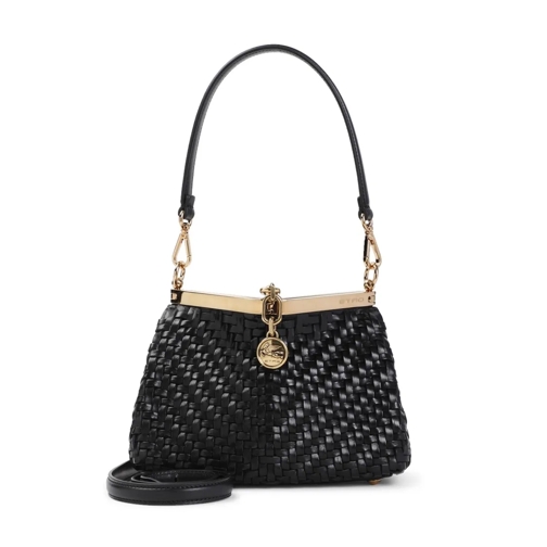 Etro Sac à bandoulière Black Small Vela Woven Leather Bag Black