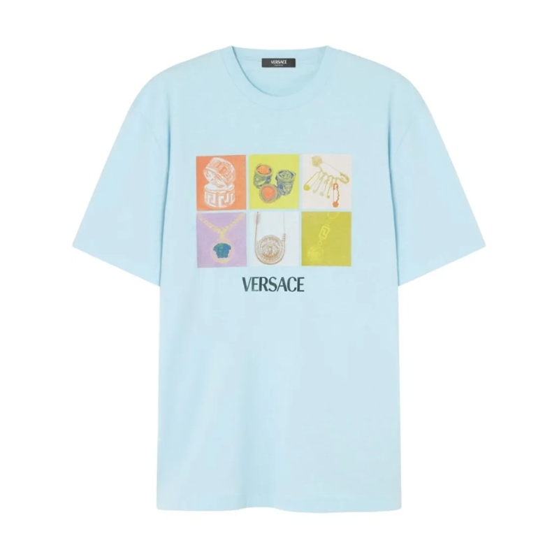 Versace T-Shirt Relaxed-Fit Aqua Blue T-Shirt Blue