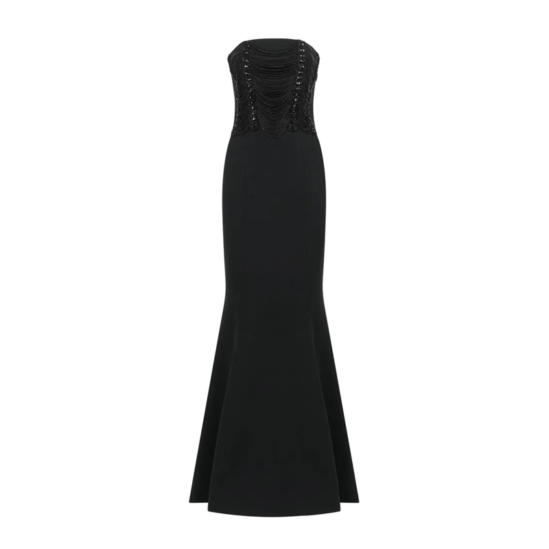 Amen Abendkleid Black Crepe Mermaid Dress Black