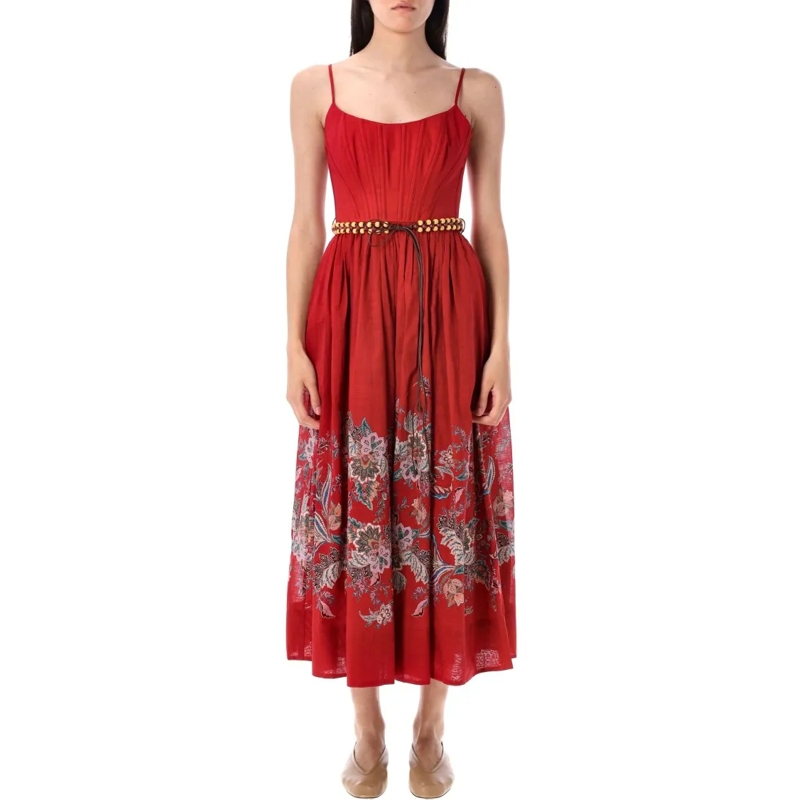 Zimmermann Midi-jurk Rhiannon Corset Midi Dress Red