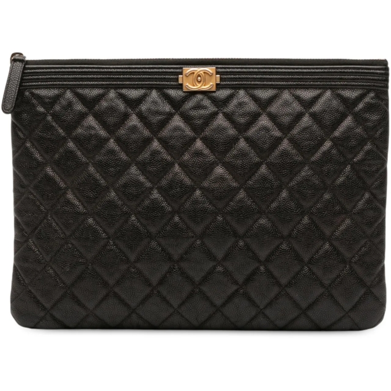 Chanel Clutch Medium Quilted Caviar Boy O Case Clutch schwarz