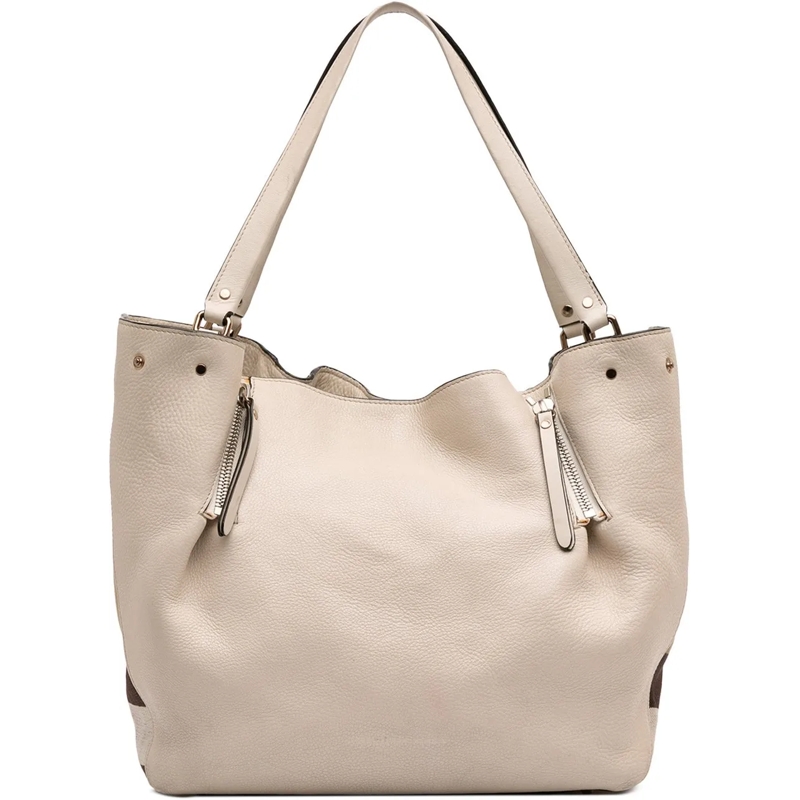 Burberry Schultertasche Medium Leather and House Check Canvas Maidstone Sa braun