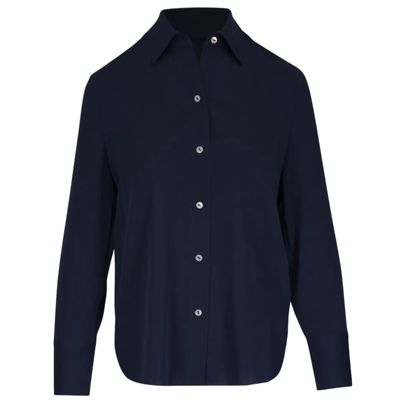 Vince Hemd Stretch Silk Shirt With Classic Collar Black