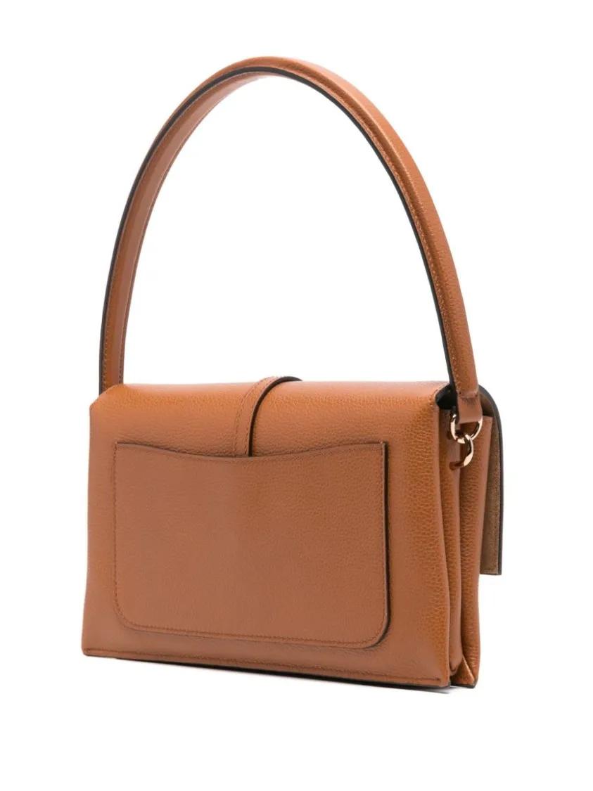 TOD'S Hobo bags Structured Brown Leather Handbag With Gold-Tone Cl in bruin