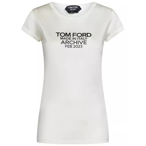 Tom Ford Chalk-Colored Silk Jersey Fabric T-Shirt White T-shirts