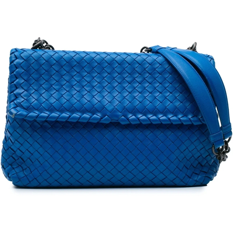 Bottega Veneta Schultertasche Medium Nappa Intrecciato Olimpia Shoulder Bag blau