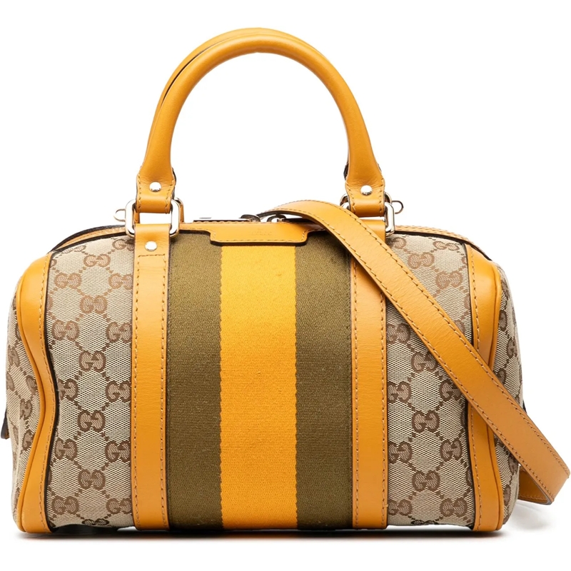 Gucci Schultertasche Small GG Canvas Web Joy Boston Bag braun