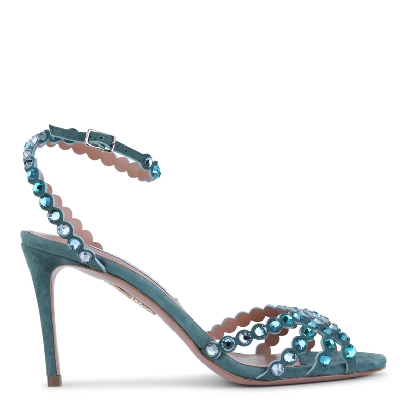 Aquazzura Sandalen Turquoise Leather Tequila Sandals 85 Blue