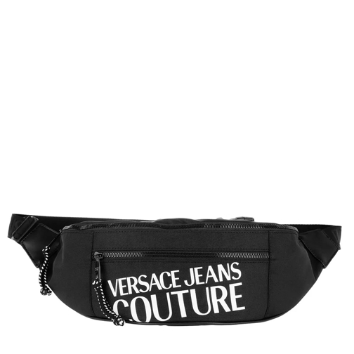 Versace Jeans Couture Macrologo Belt Bag Two Pockets Black Crossbody Bag