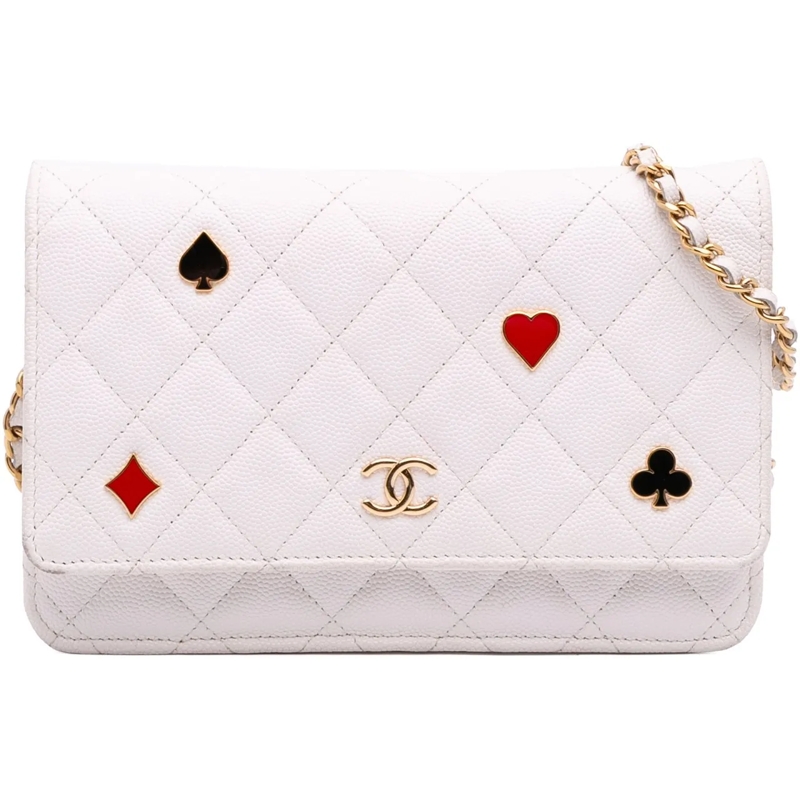 Chanel Sac à bandoulière Quilted Caviar Coco Casino Wallet on Chain weiß