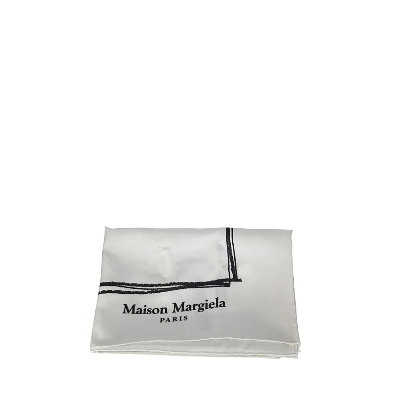 Maison Margiela Écharpe légère Classic Square Silk Foulard With Subtle Sheen White