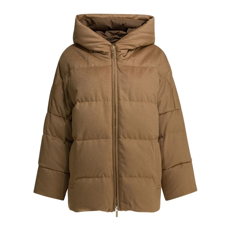 Max Mara  Boxy Padded Jacket With High Collar And Reversible Brown