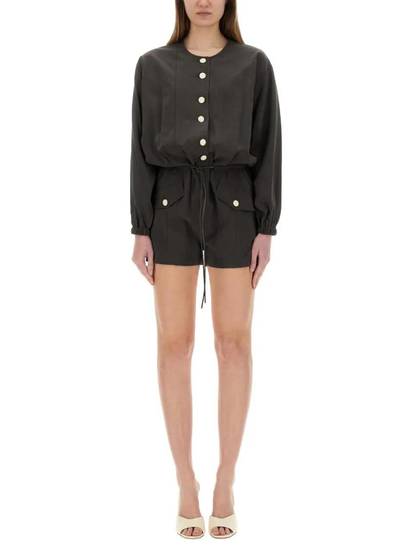 Thumbnail - Alysi - Short Silk Canvas Jumpsuit - Größe 42 - schwarz