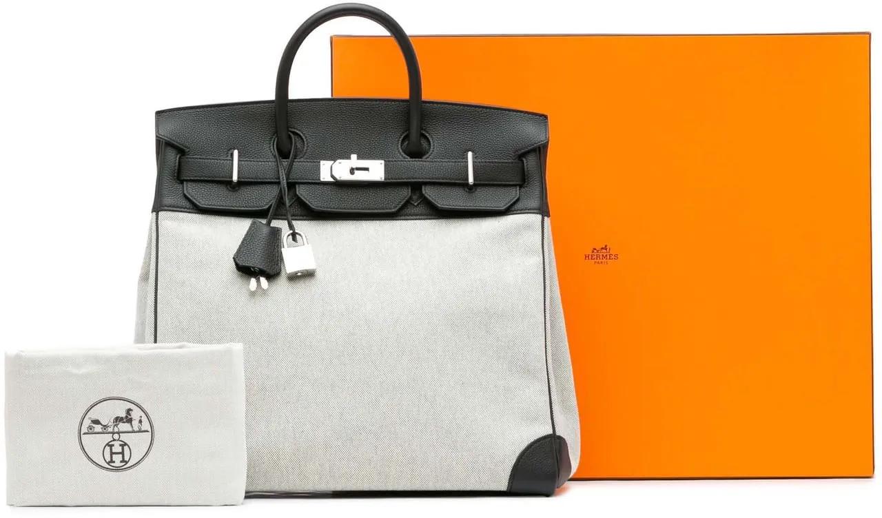 Hermès Crossbody bags 2023 Toile Criss and Evercolor HAC Birkin 40 in grijs