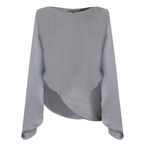 REV Long Sleeves Satin Blouse With Asymmetrical Cut Grey 