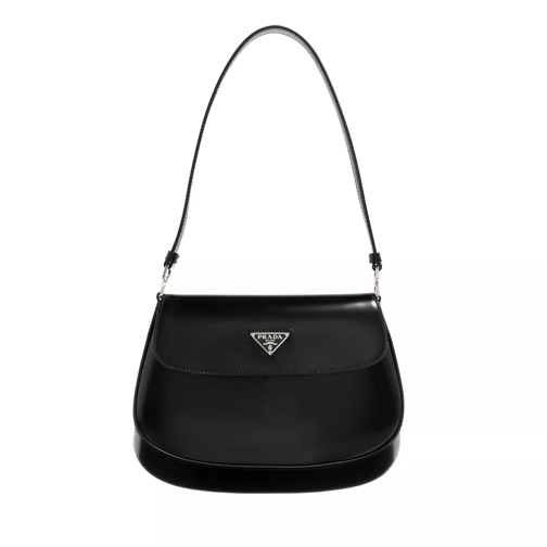 Prada Cleo Flap Shoulder Bag Brushed Leather Black Pochette