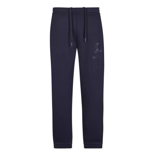Burberry Cotton Track Pants With Embroidered Logo Blue 