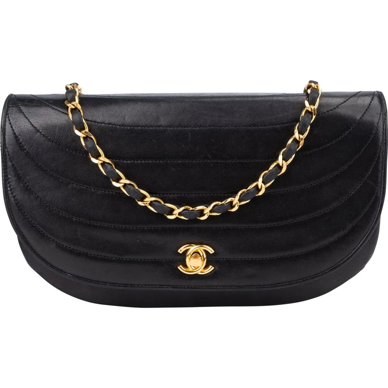 Chanel Tote Chanel Quilted Lambskin 24K Gold Single Flap Shoul schwarz