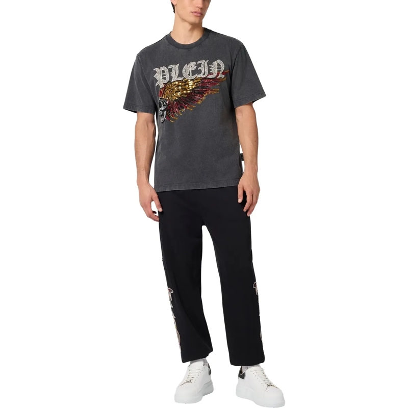 Philipp Plein T-Shirt Washed Round Neck T-Shirt Eagle Skull Skull schwarz(Image 4)