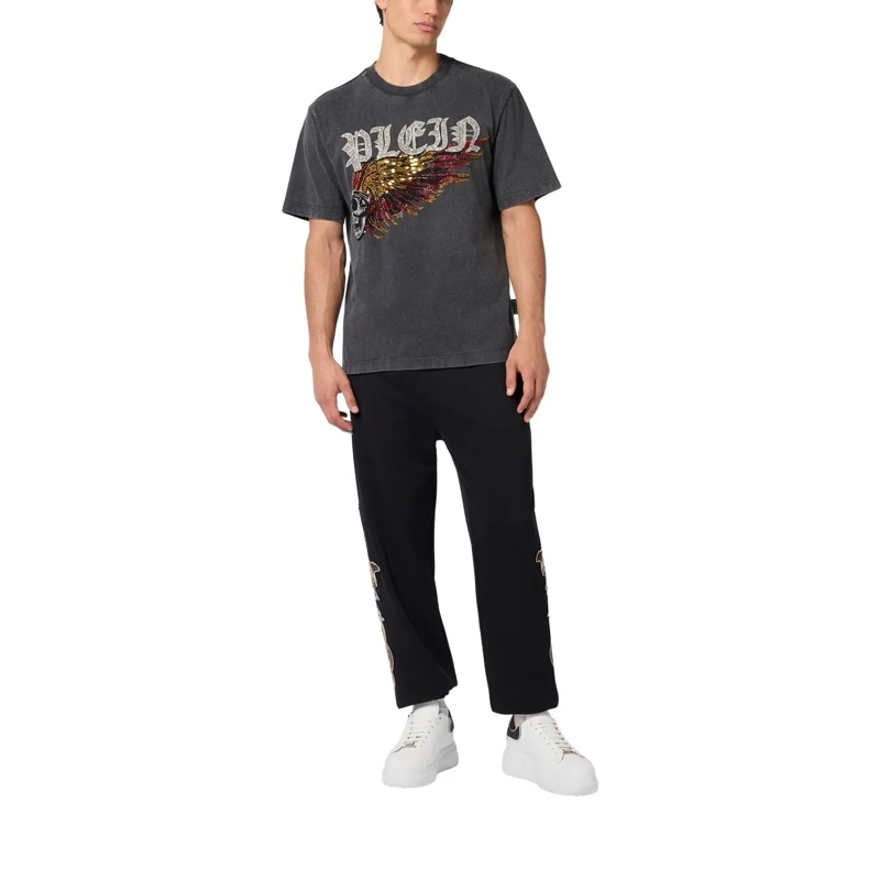 Philipp Plein T-Shirt Washed Round Neck T-Shirt Eagle Skull Skull schwarz(Image 4)