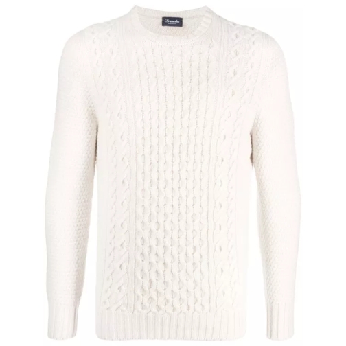 Drumohr Cable-Knit Round Neck Jumper White 