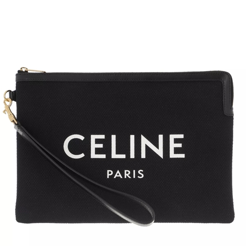 Celine Small Logo Pouch Black Handväska med väskrem