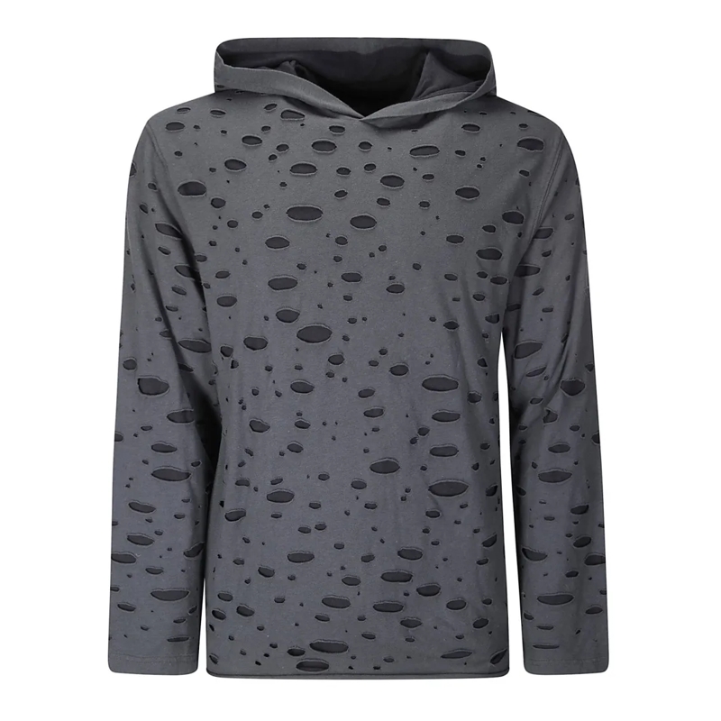 Acne Studios  Multi-Layer Hooded Cotton Sweatshirt With Textured Blue