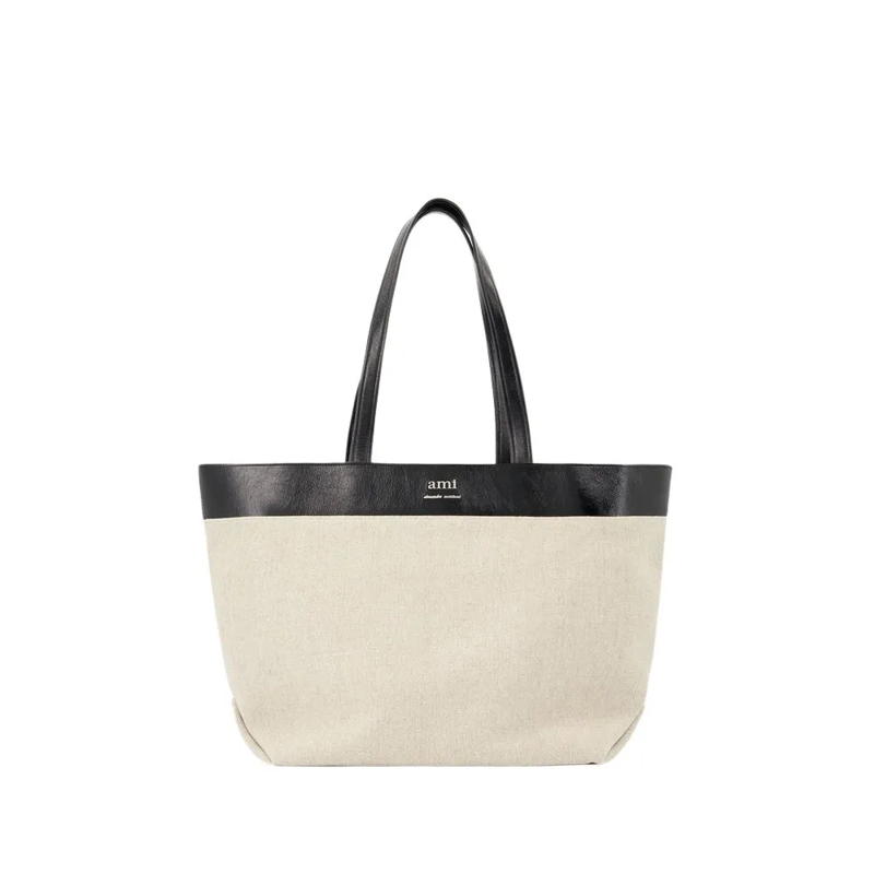 AMI Paris Draagtas East West Logo Tote Bag beige