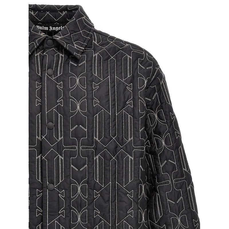Palm Angels  All Monogram Quilted Dover Jacket Grey(Image 5)