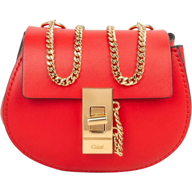 Chloé Tote Chloe Red Leather Drew Micro Backpack rot