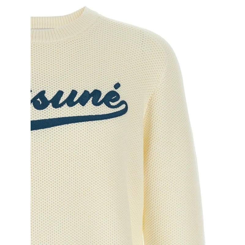 Maison Kitsune Pull 'Kitsune Varsity' Sweater Neutrals(Image 6)