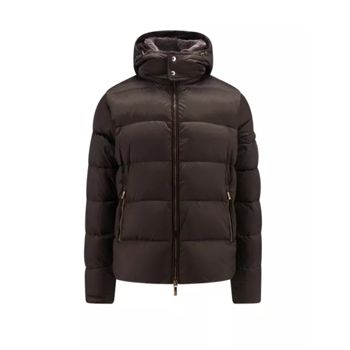 Moorer Padded Jacket With Removable Faux Fur Detail Brown Piumini