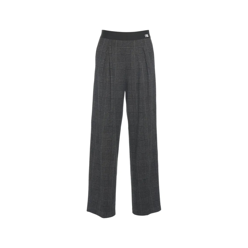 Cambio  Glencheck Wide-Leg Trousers With Classic Pleats Black