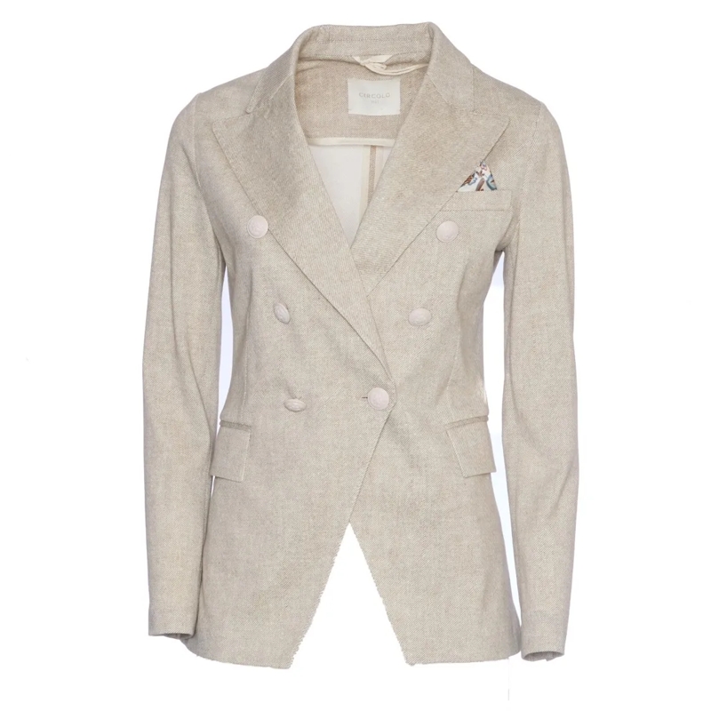 CIRCOLO 1901 Blazer Stone Double-Breasted Blazer With Sailor-Style But Neutrals