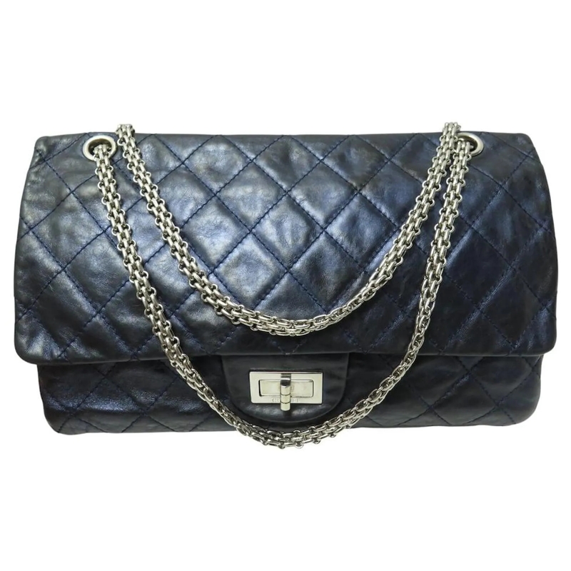 Chanel Schultertasche CHANEL GRAND 2.55 MADEMOISELLE BANDOULIERE HANDTAS blau