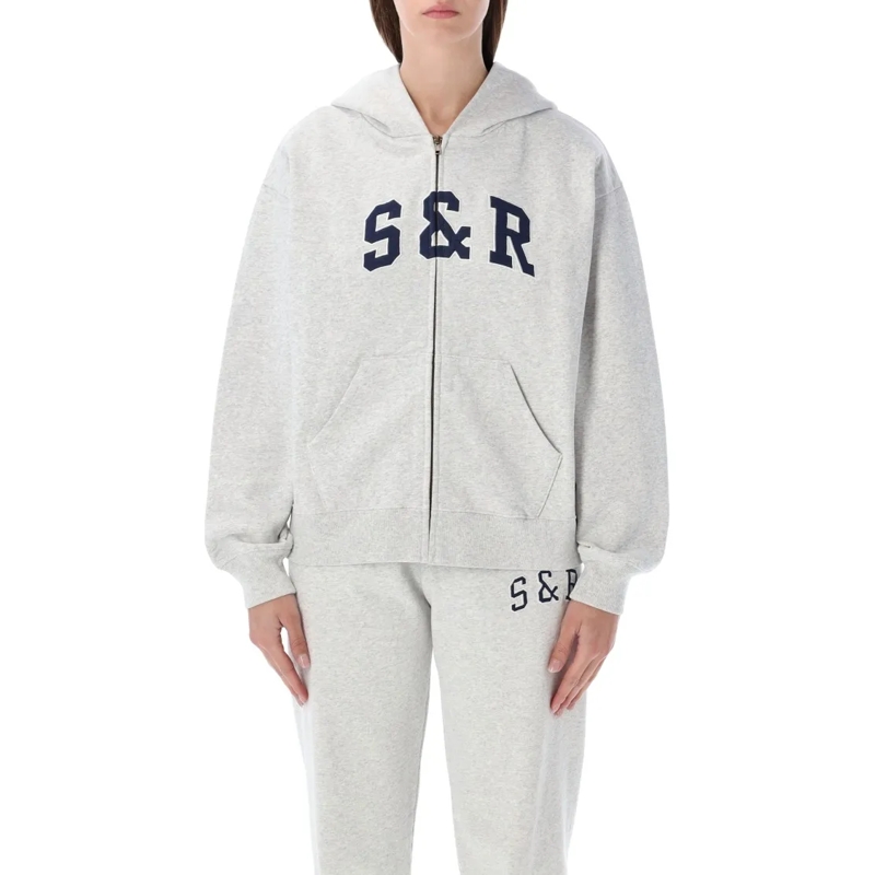 Sporty And Rich  S&R Ivy Zip Hoodie In Melange Grey Grey