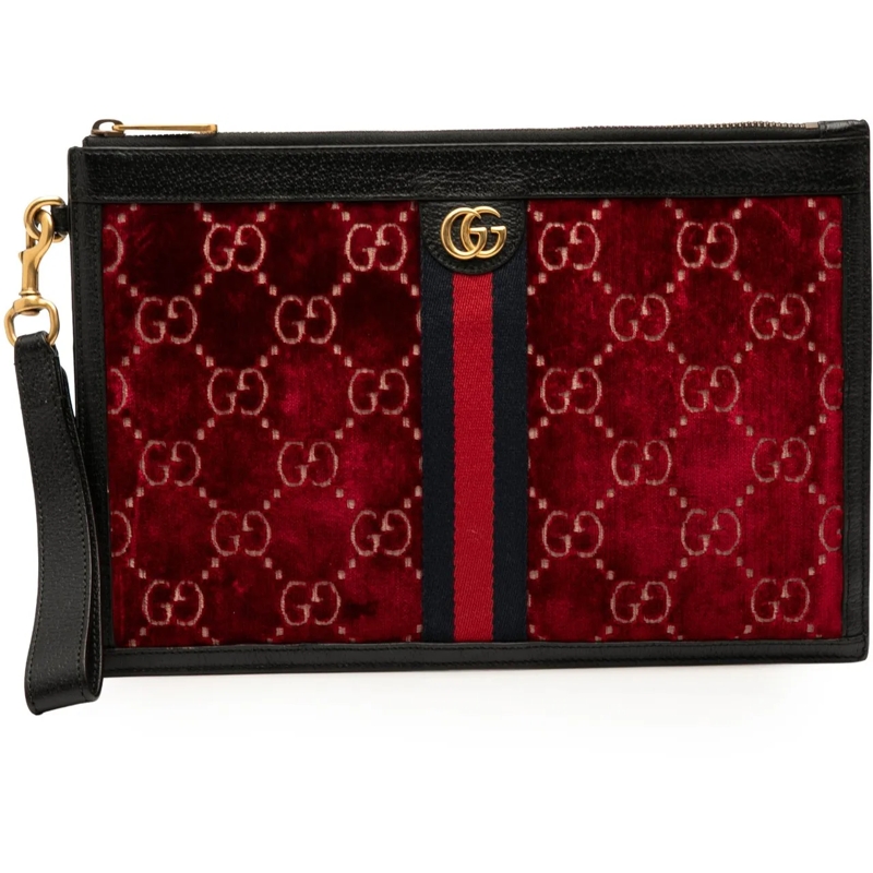 Gucci Pochette GG Velvet Ophidia Clutch Bag rot