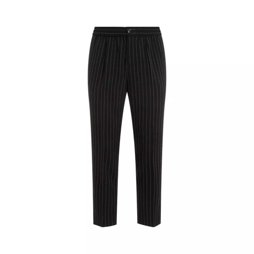 AMI Paris Elasticated Waist Black Virgin Wool Pants Black 