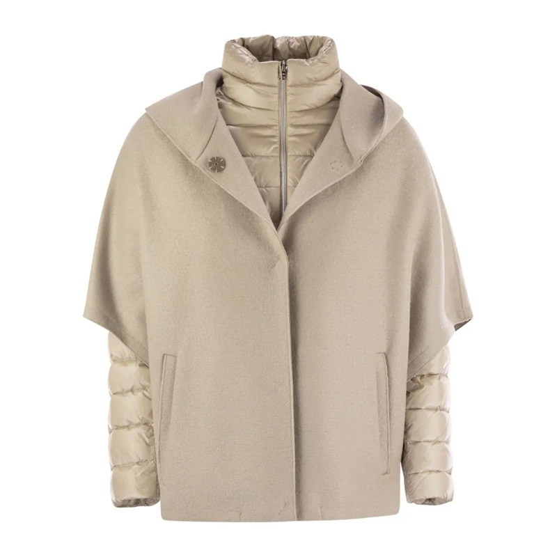 Herno  Resort Hood In Ultralight Wool And Nylon Neutrals