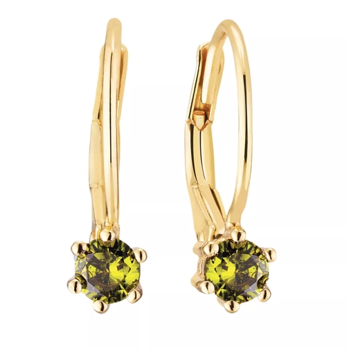 Sif Jakobs Jewellery Rimini Earrings 18 Carat Yellow Gold/Olive Green Oorhanger