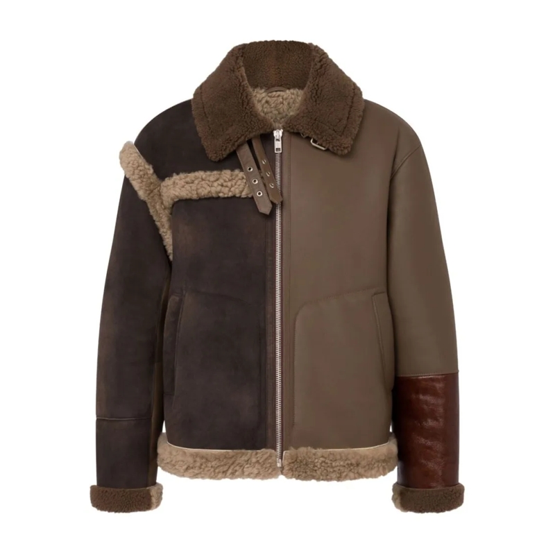 Moschino  Patchwork Jacket With Shearling Collar Black