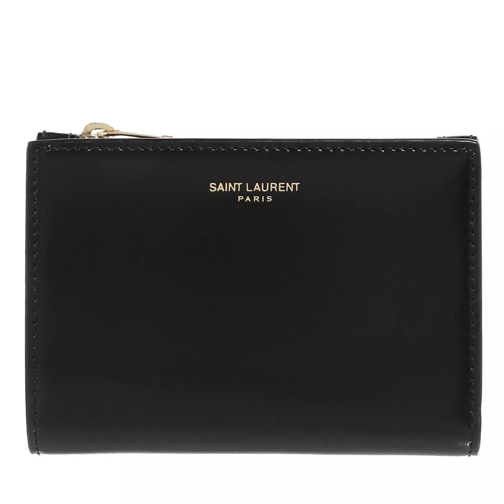 Saint Laurent Zip Wallet Leather Black Tvåveckad plånbok