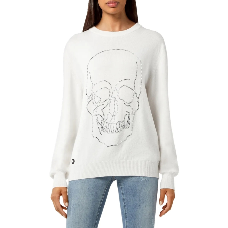 Philipp Plein Sweatshirt Rundhalspullover Mit Schmucksteinen weiss(Image 3)