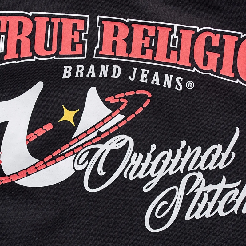 True Religion T-Shirt - Gerader Schnitt- Überschnittende Schultern- Ru schwarz(Image 5)