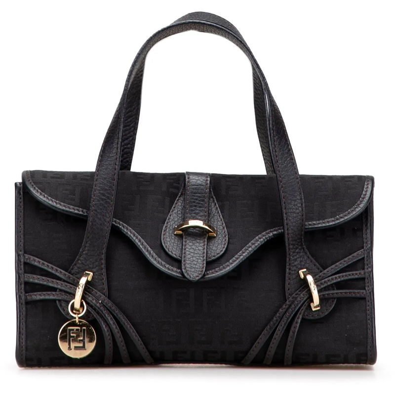 Fendi Tote Zucchino Canvas Handbag schwarz