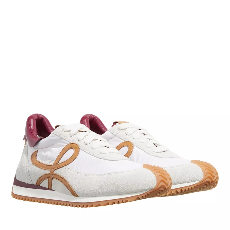 Loewe Low-Top-Sneaker Flow Runner Nylon And Suede White / Raspberry