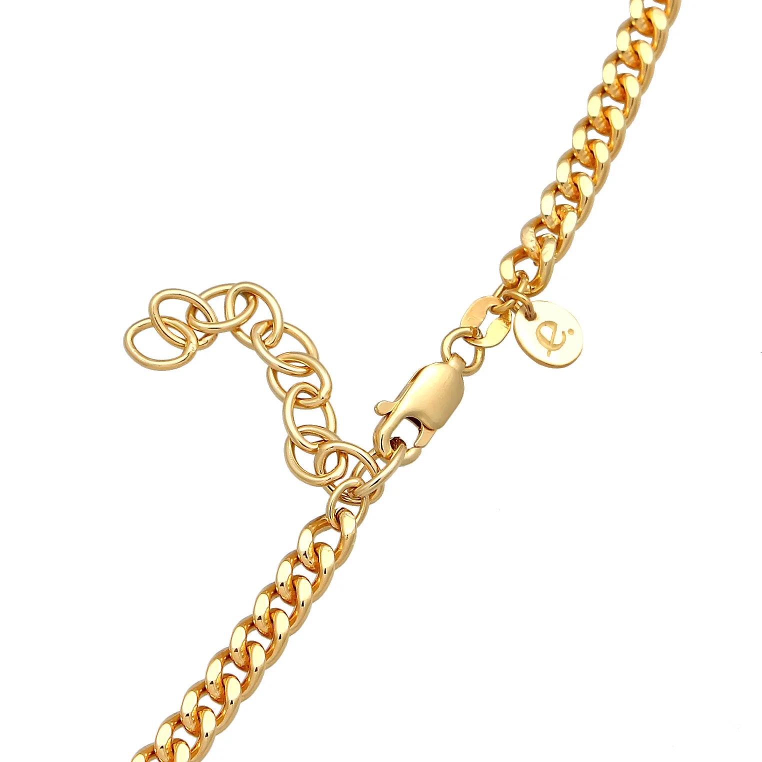 Thumbnail - Elli Halsketten - Halskette Choker Granat Panzerkette Klassisch 925 - Gr. unisize - in Gold - für Damen