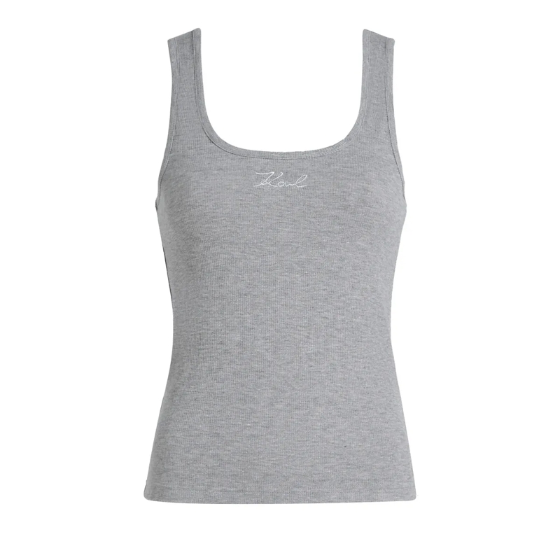 Karl Lagerfeld T-Shirt Signature-Lounge-Tanktop grau