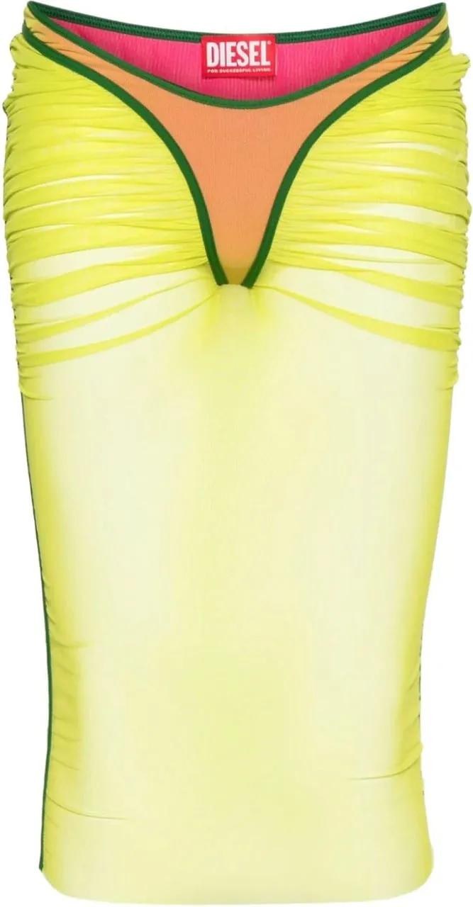 Thumbnail - Diesel - Ruffled Mesh Skirt Orange/green - Größe S - grün